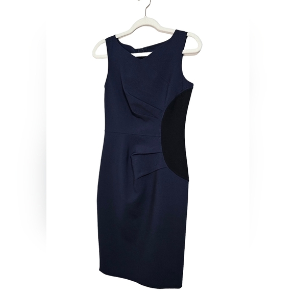 Carolina Herrera Navy Blue Sleeveless Silhouette career work Dress Size 2 Italy - Picture 6 of 12
